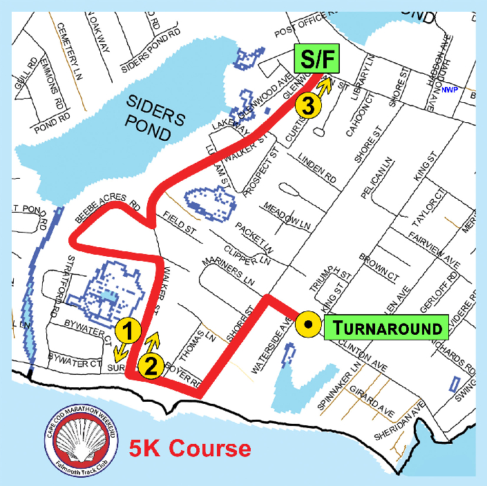 5K Route Map Cape Cod Marathon Weekend